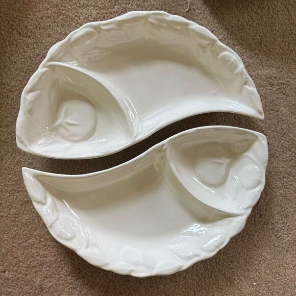 Belmar Of California Vintage 2-Piece White Pottery Serving Trays - Picture 1 of 7